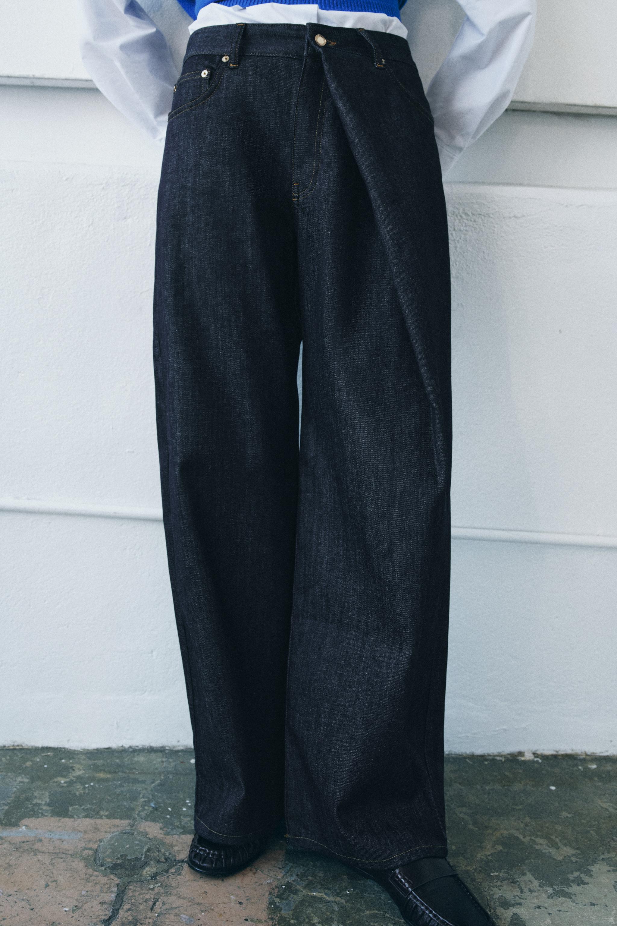 ZW COLLECTION RELAXED PLEATED MID-RISE JEANS